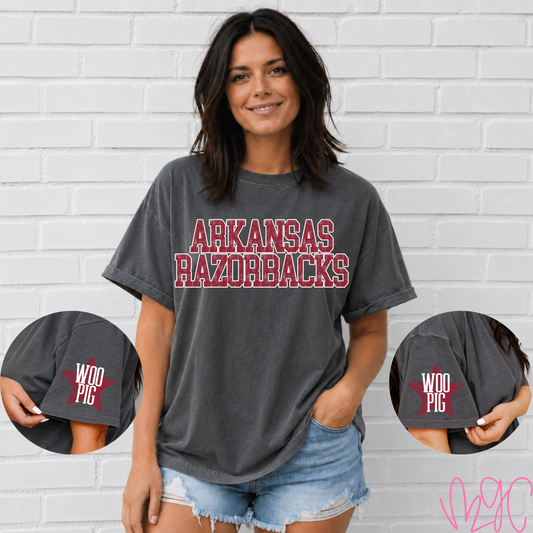 Distressed Arkansas (Cardinal) Tee