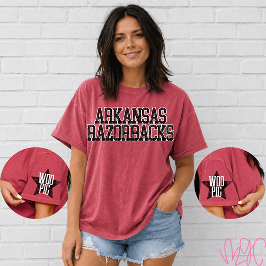 Distressed Arkansas (Black) Tee