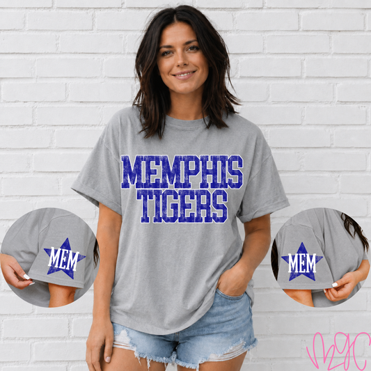 Distressed Memphis (Royal) Tee