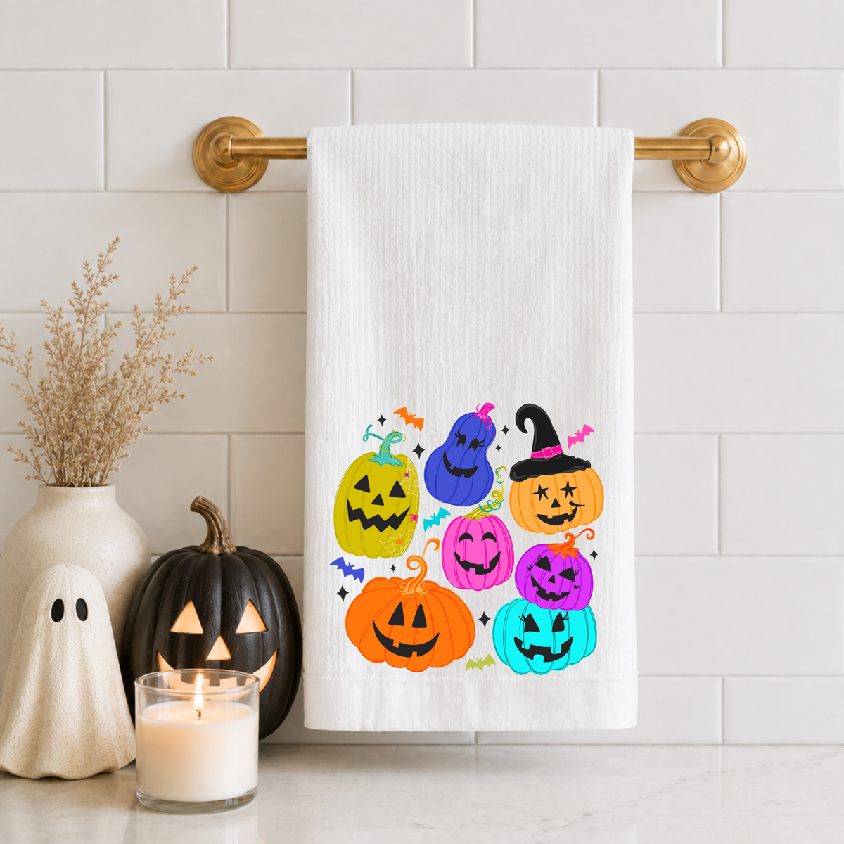 Colorful Pumpkins Tea Towel