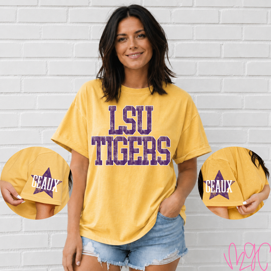 Distressed LSU (Purple) Tee