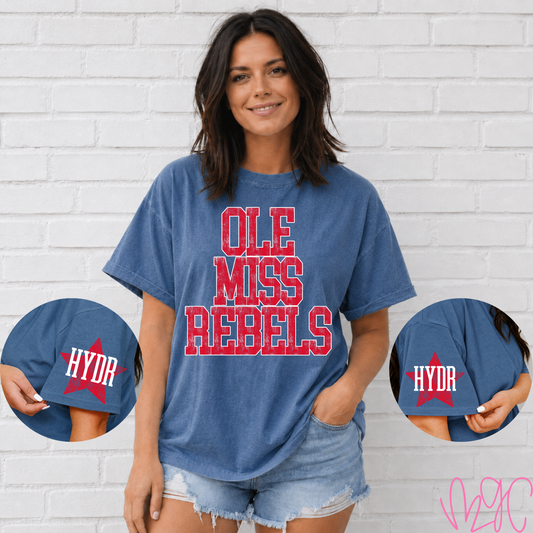 Distressed Ole Miss (Red) Tee