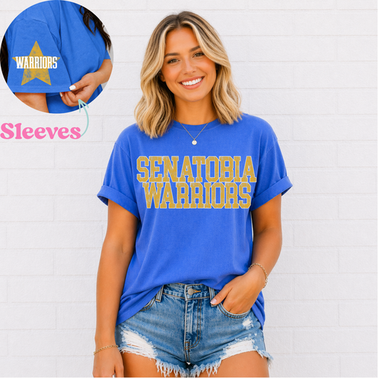 Varsity Distressed Warriors (Gold) Tee