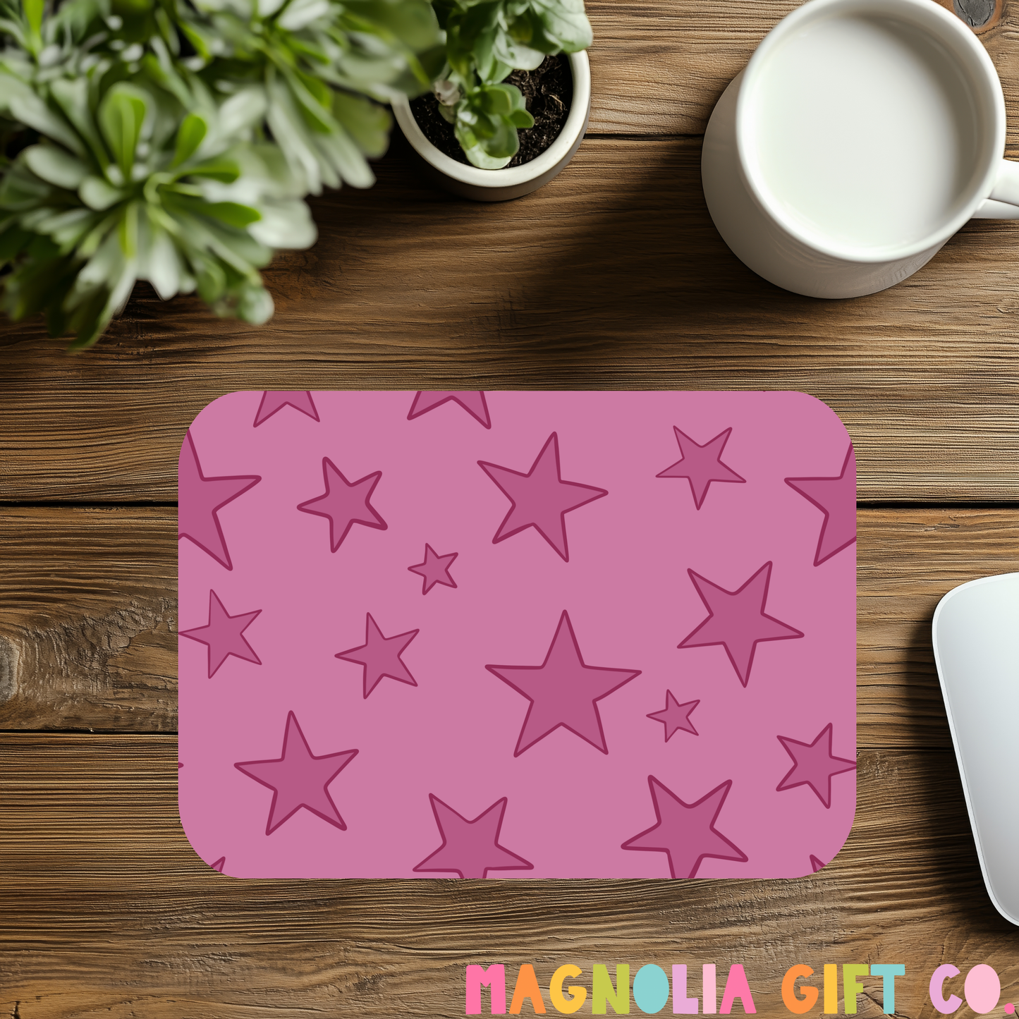Dark Pink Stars Mousepad