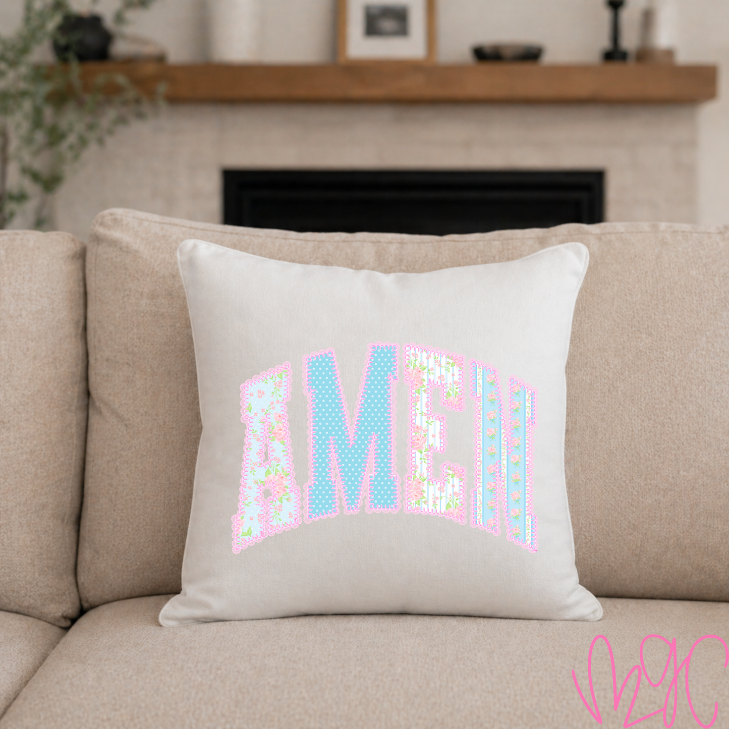 Floral Amen Throw Pillow
