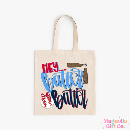 Hey Batter Batter-Baseball Tote Bag