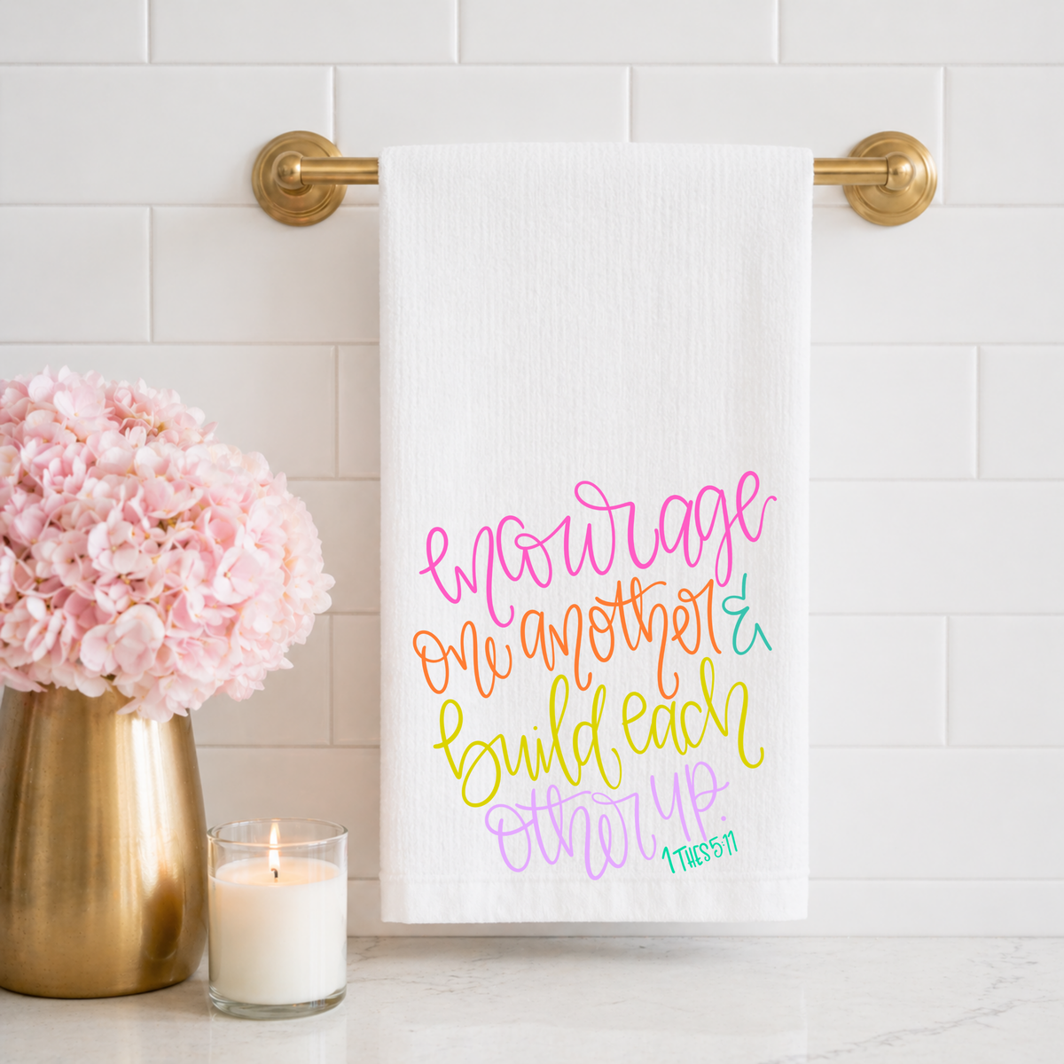 Encourage One Another Tea Towel