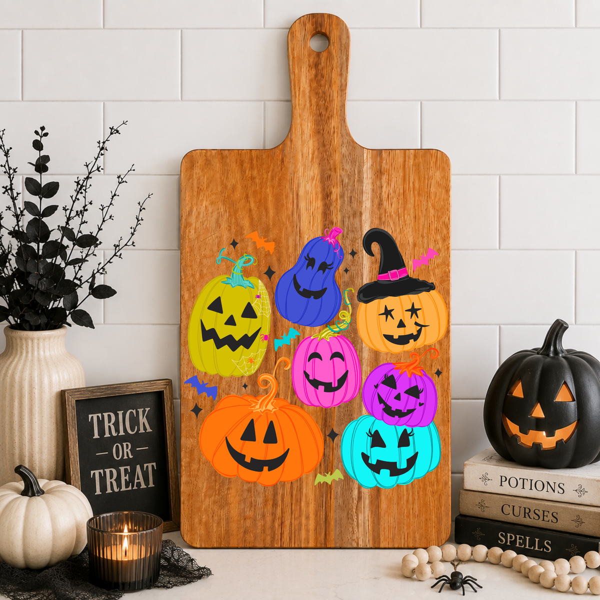 Colorful Pumpkins Cutting Board
