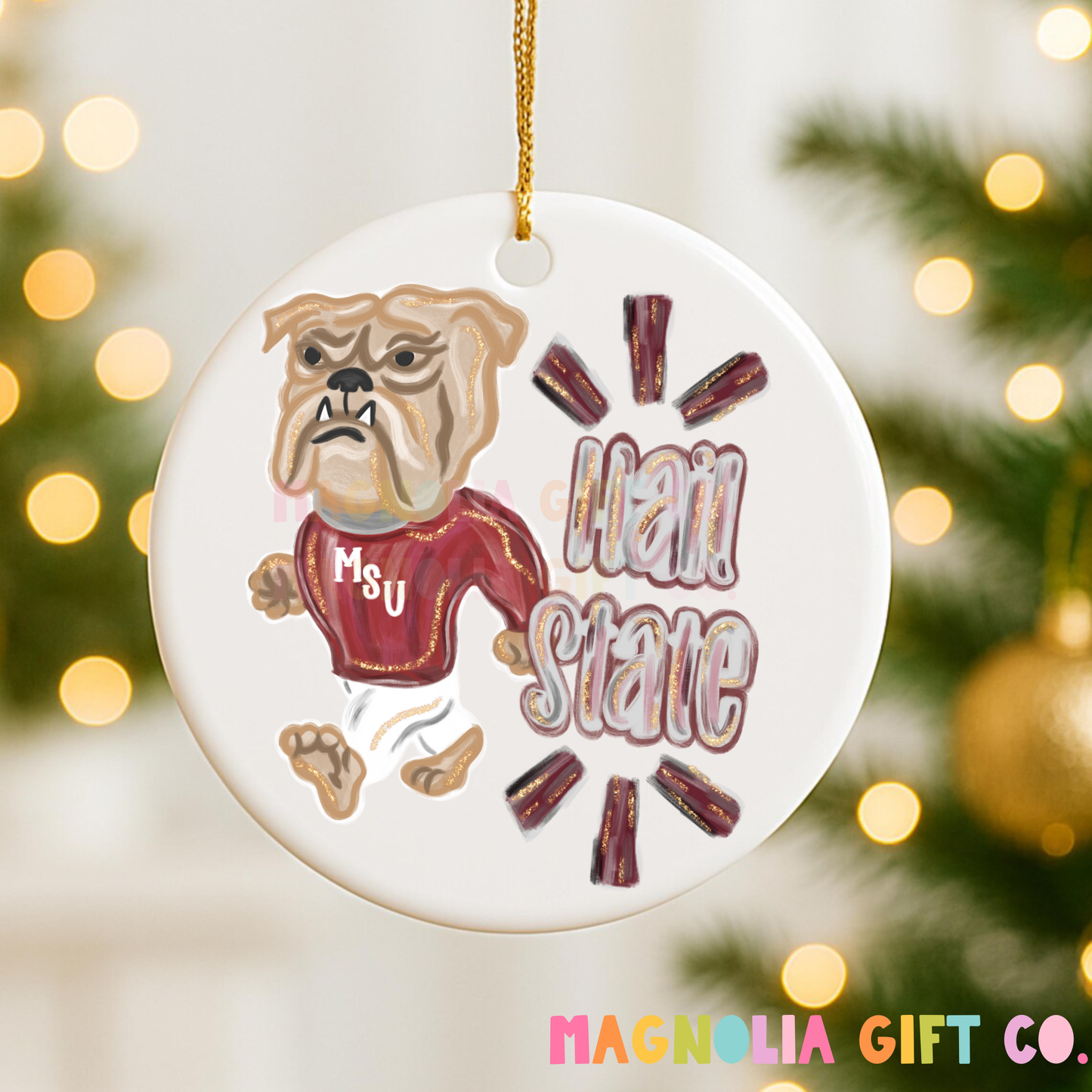 Brushed Hail State Ornament