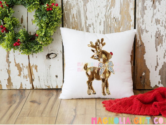 Brushstroke Reindeer Throw Pillow