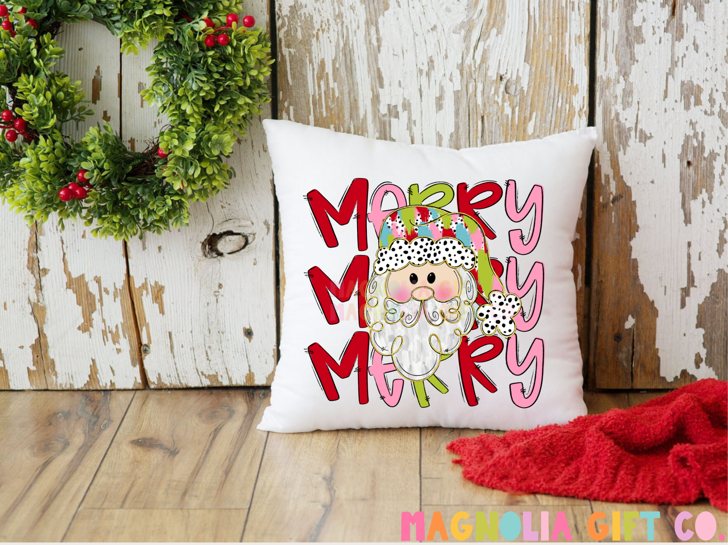 Stacked Merry Santa Throw Pillow