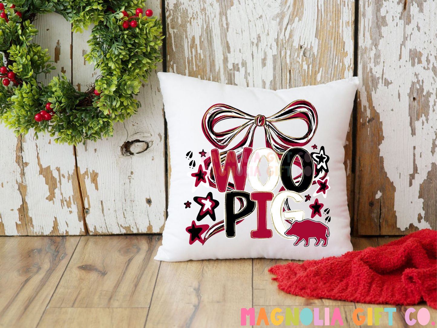 Preppy Woo Pig Throw Pillow