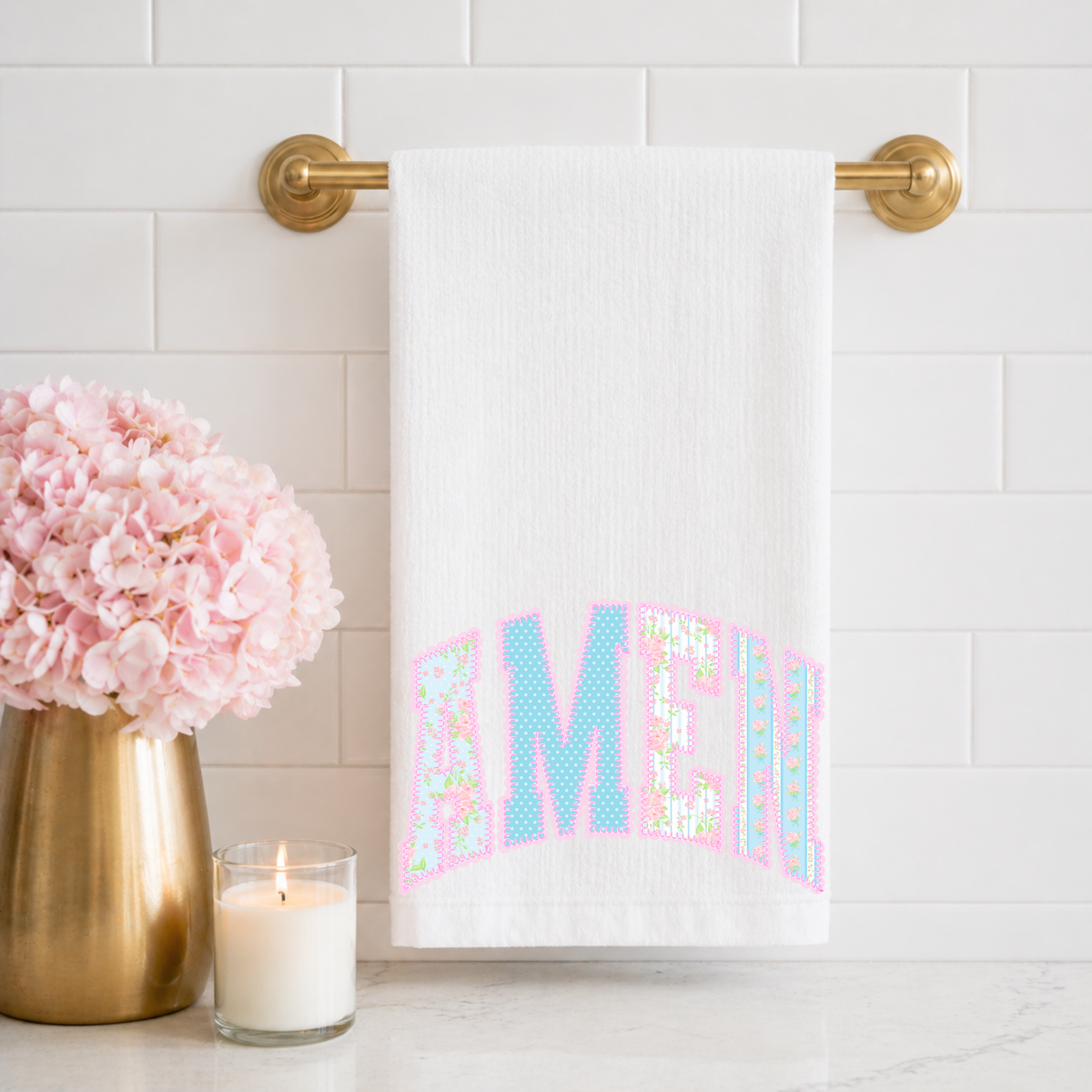 Floral Amen Tea Towel