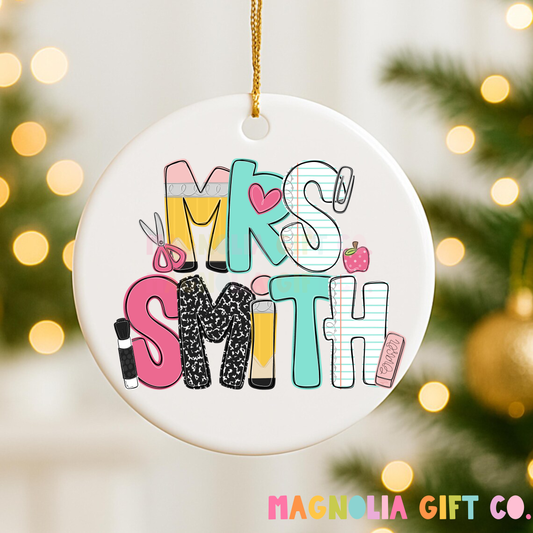 Custom Teacher Name Ornament