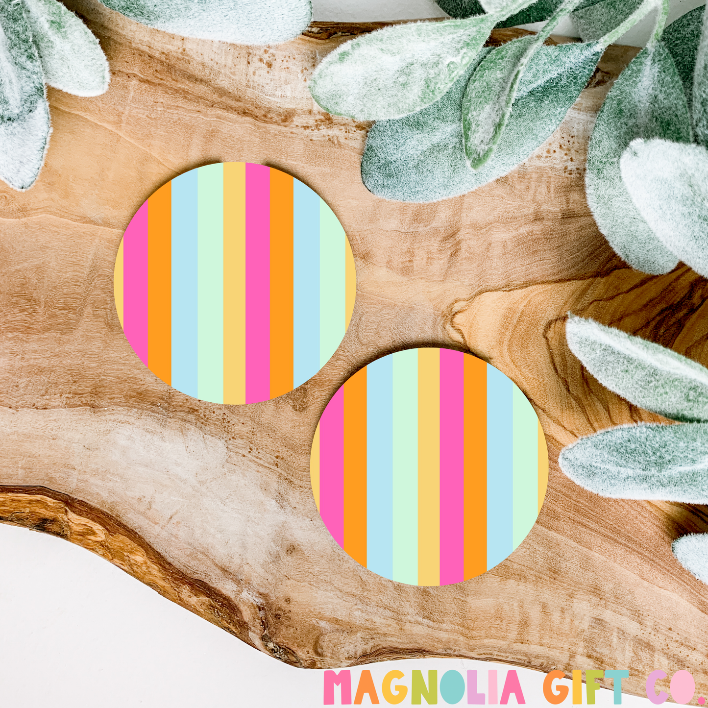 Bright Striped Car Coasters