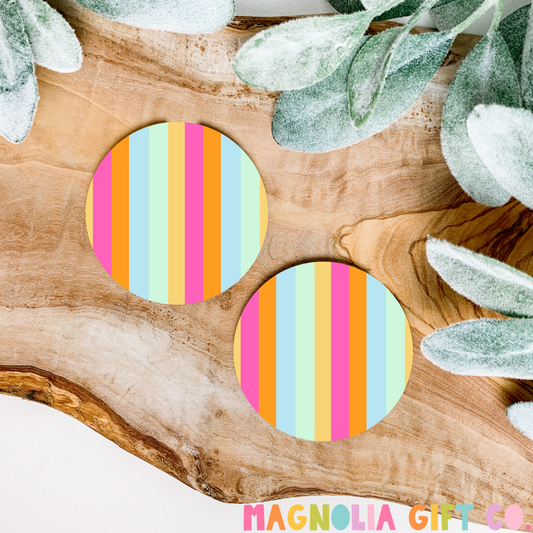Bright Striped Car Coasters