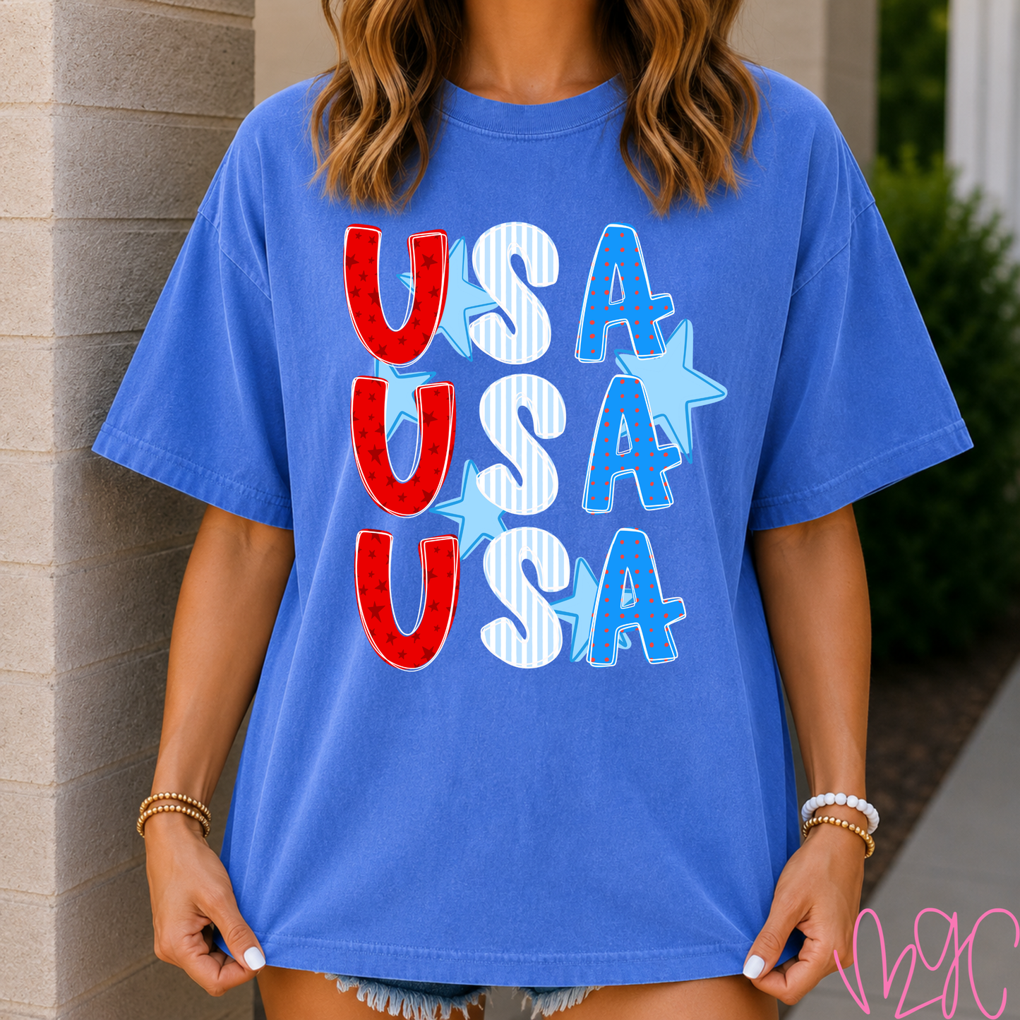 FSF-Stacked USA Tee