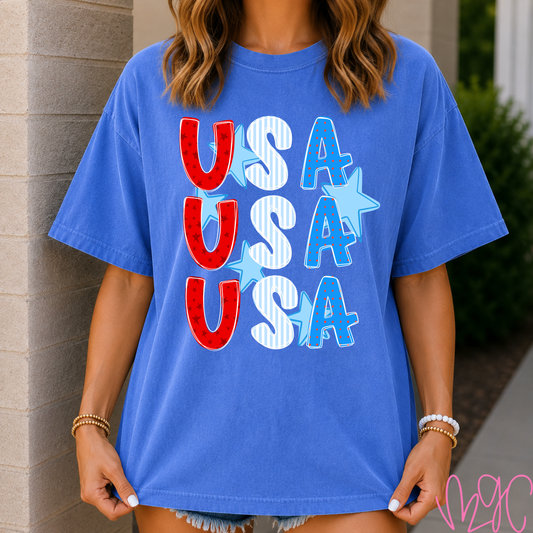 FSF-Stacked USA Tee