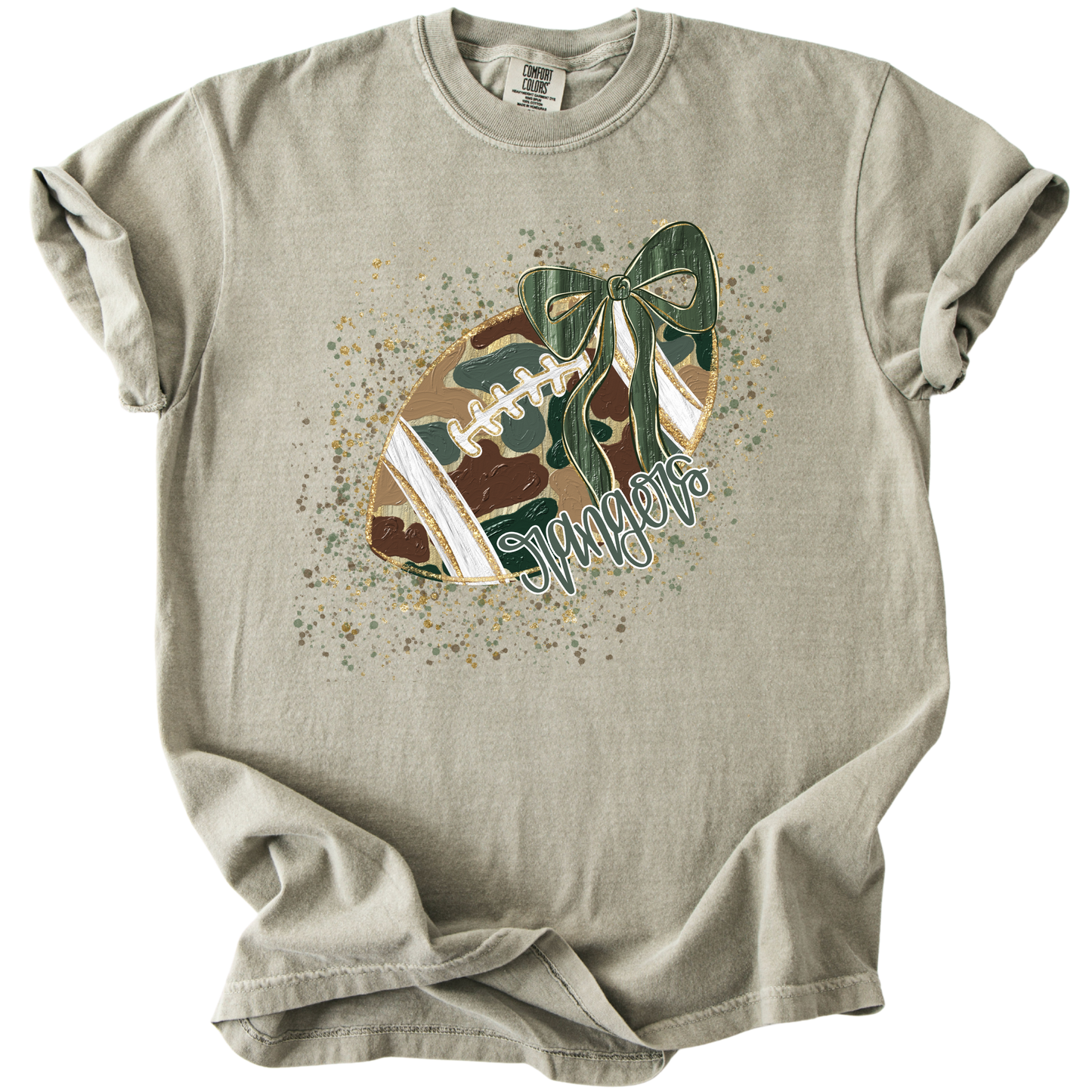 Camo Confetti Bow Football-Rangers Tee
