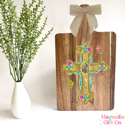 Jeweled Cross Cutting Board