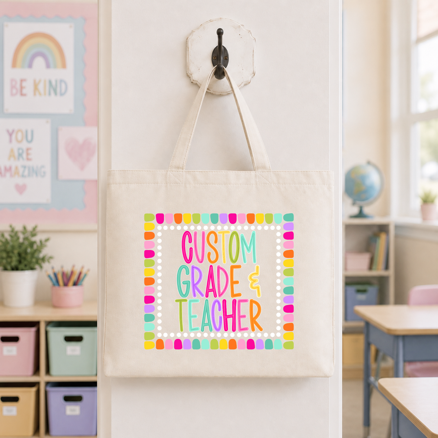 Color Pop-Custom Grade+Teacher Tote Bag