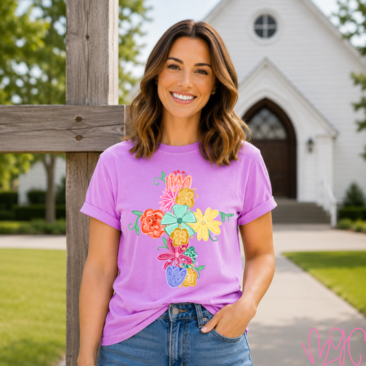 Floral Cross Tee