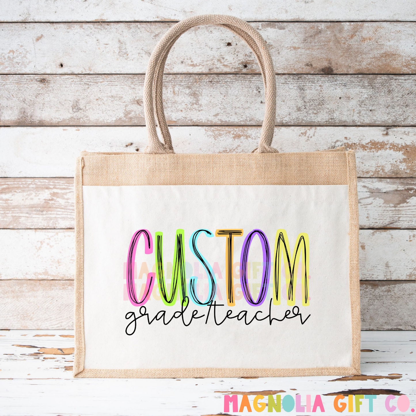 Neon Grade + Teacher Tote Bag
