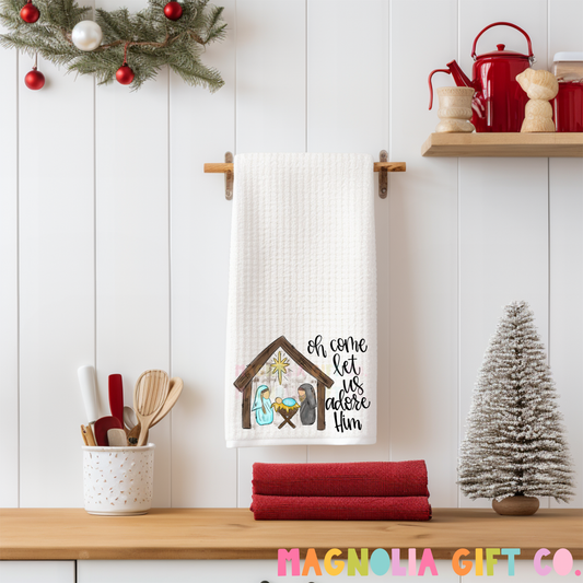 Adore Him Manger Tea Towel