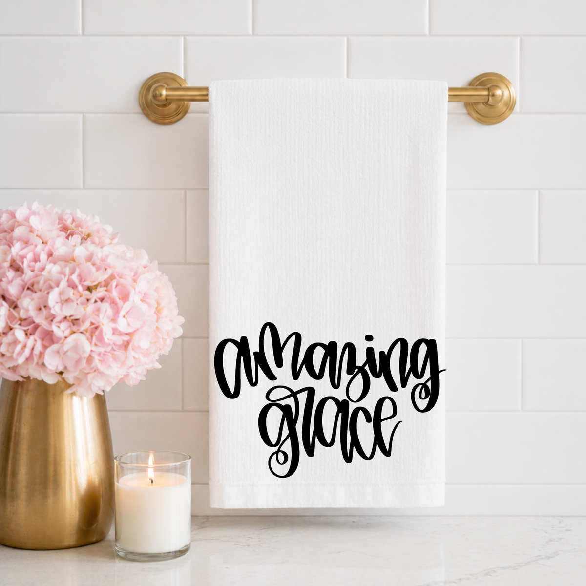 Amazing Grace Script Tea Towel
