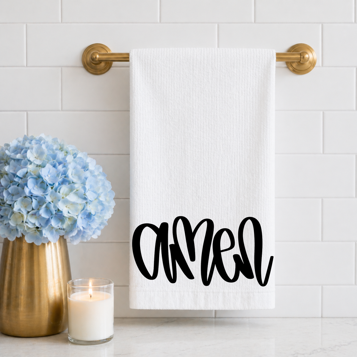 Amen Script Tea Towel