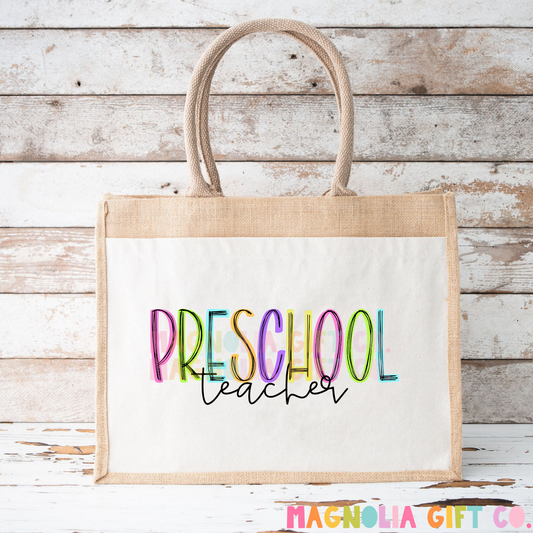 Neon Grade + Teacher Tote Bag