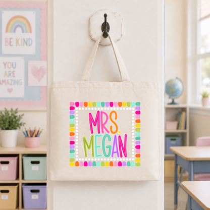 Color Pop-Custom Name Tote Bag