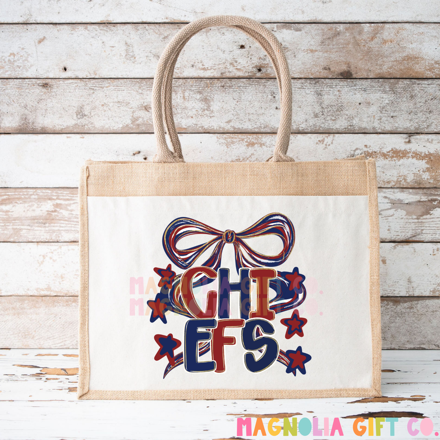 Preppy Bow Chiefs Tote Bag