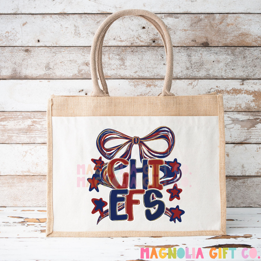 Preppy Bow Chiefs Tote Bag