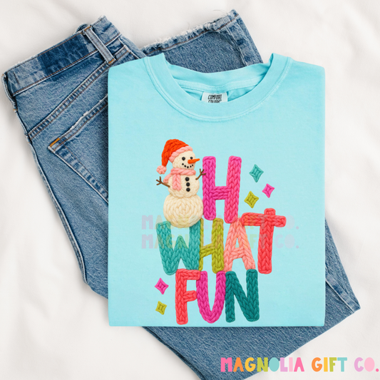 Oh What Fun Snowman Yarn Tee