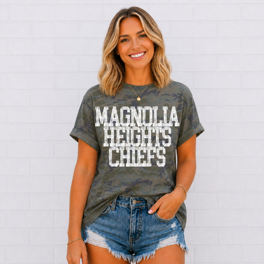 Camo Varsity Distressed-Magnolia Heights Chiefs Tee
