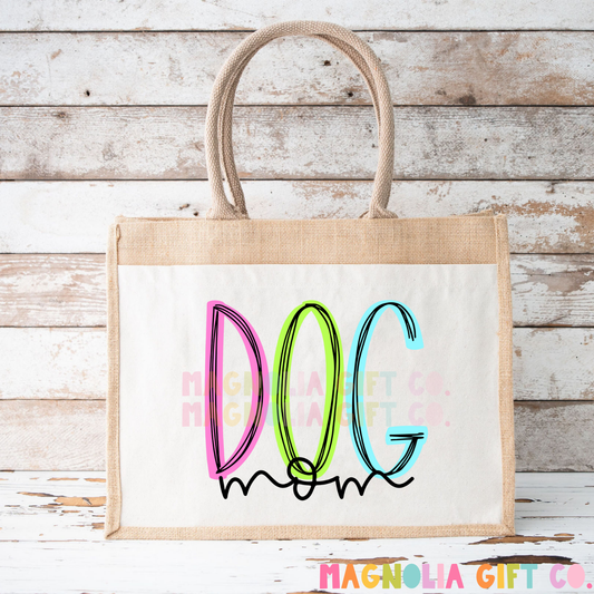 Neon Dog Mom Tote Bag