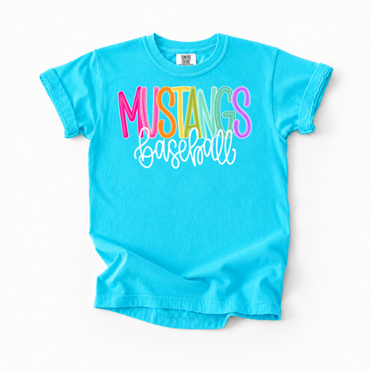Color Pop-Mustangs Baseball Tee