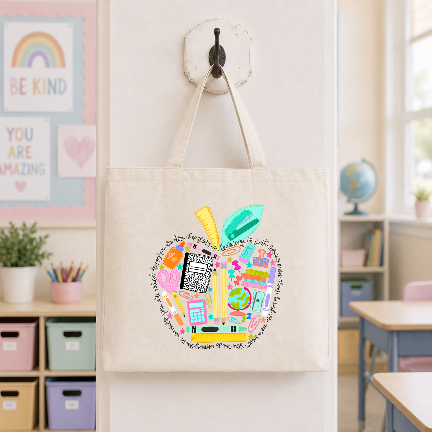 Color Pop-Apple Doodles Tote Bag