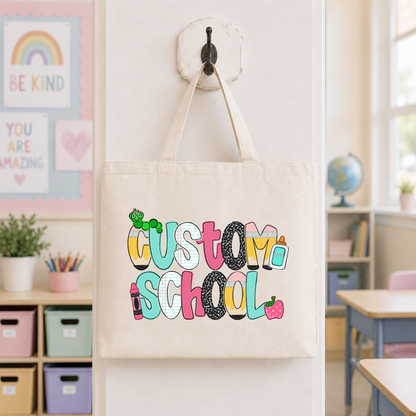 Pastel Custom School Tote Bag
