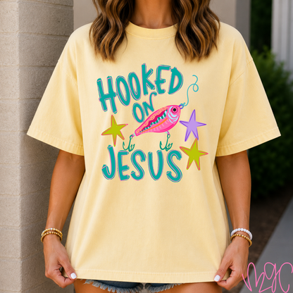 Hooked On Jesus (Teal) Tee
