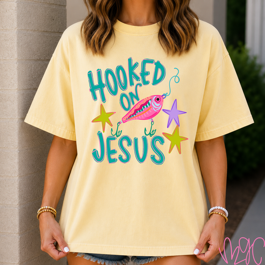 Hooked On Jesus (Teal) Tee