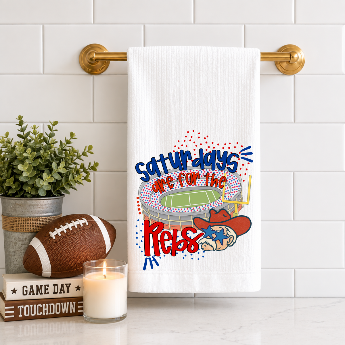 Saturdays Are For The Rebs Tea Towel