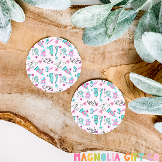 Pink Dental Clip Art Car Coasters
