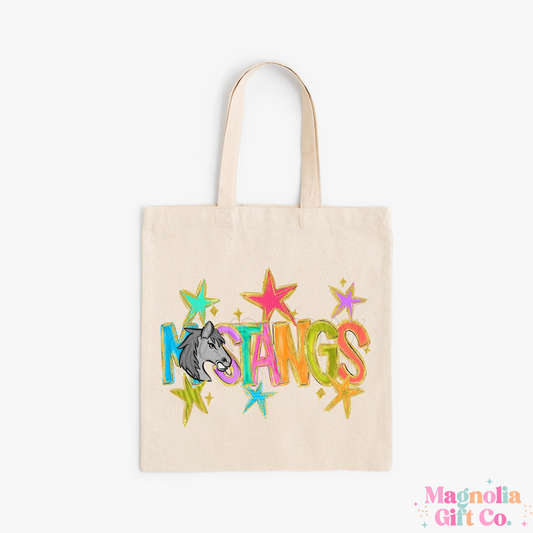 Colored Stars Mustangs Tote Bag