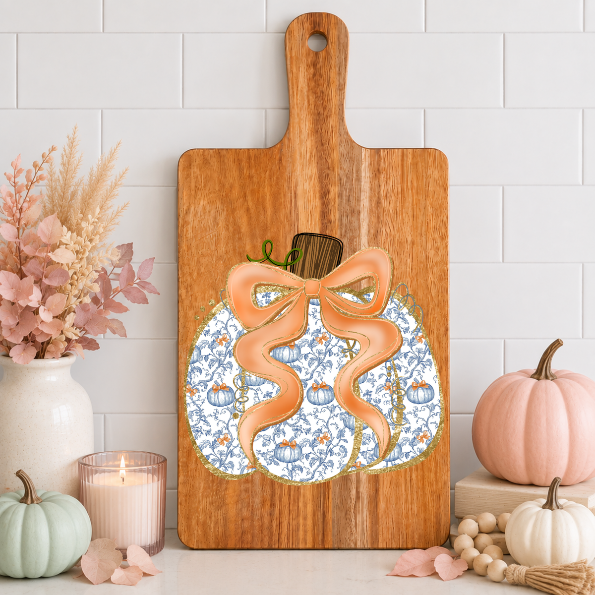Blue Chinoiserie Pumpkin Cutting Board