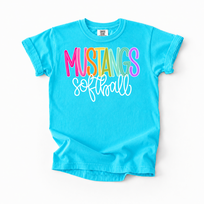 Color Pop-Mustangs Softball Tee