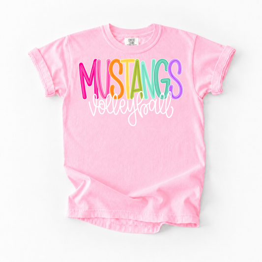 Color Pop-Mustangs Volleyball Tee