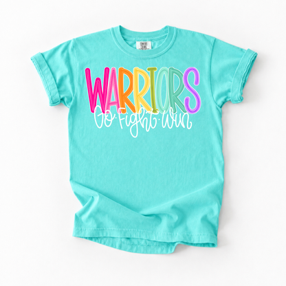 Color Pop-Warriors Go Fight Win Tee