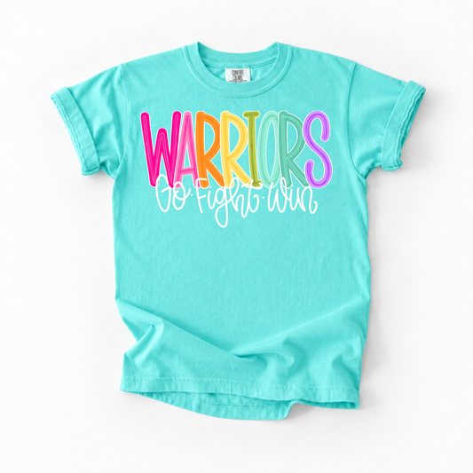 Color Pop-Warriors Go Fight Win Tee
